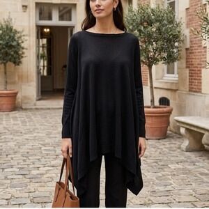 St John Collection Womens Wool Tunic Top XP Handkerchief Hem Draped Designer